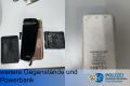 drei schwarze Geldbörsen und eine weiße Powerbank 